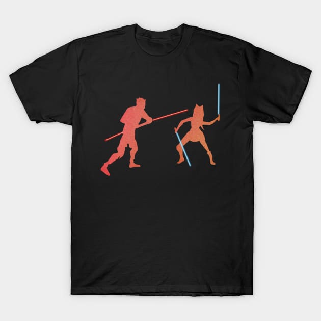 Ahsoka v. Maul duel silhouette T-Shirt by basicallyamess